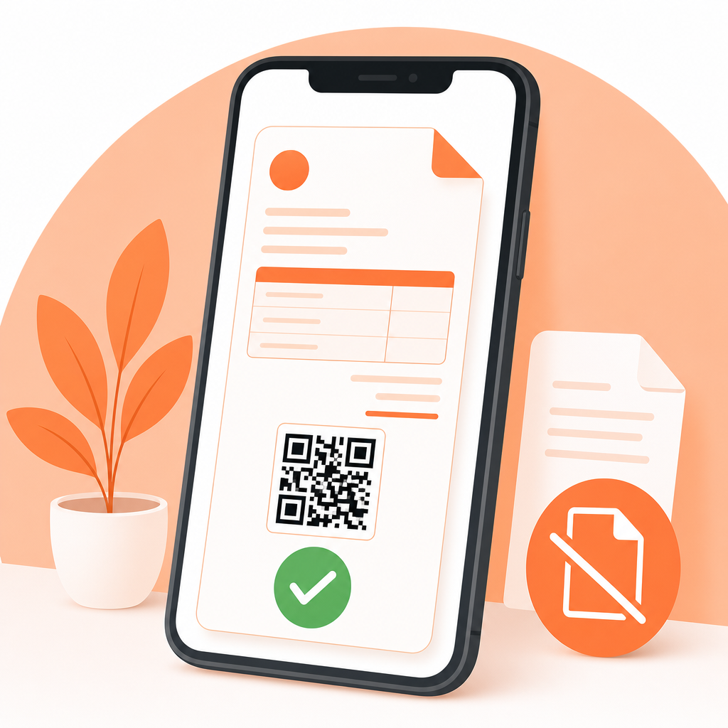 手機電子發票與 QR code 示意